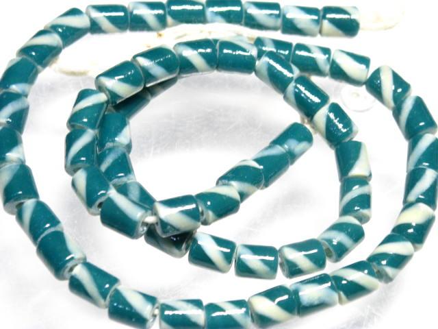 | TOKO-BEADS |AG055N-16 ストライプチューブ（連） 6mmとんぼ玉,ビーズ,トンボ玉,アジア,インド,エスニック,手作り,パーツ,アクセサリー