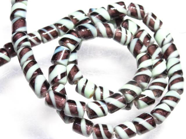 TOKO-BEADS AG055-17N Glass bead (strand) 6.5mm AG055-17N ストライプチューブ（連） 6.5mm Asian bead & African bead  Handmade,Lampeork,bead,asia,india,ethnic,parts,accessory,beads とんぼ玉,ビーズ,トンボ玉,アジア,インド,エスニック,手作り,パーツ,アクセサリー