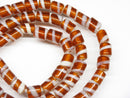 TOKO-BEADS AG055-18N Glass bead (strand) 7mm AG055-18N ストライプチューブ（連） 7mm Asian bead & African bead  Handmade,Lampeork,bead,asia,india,ethnic,parts,accessory,beads とんぼ玉,ビーズ,トンボ玉,アジア,インド,エスニック,手作り,パーツ,アクセサリー