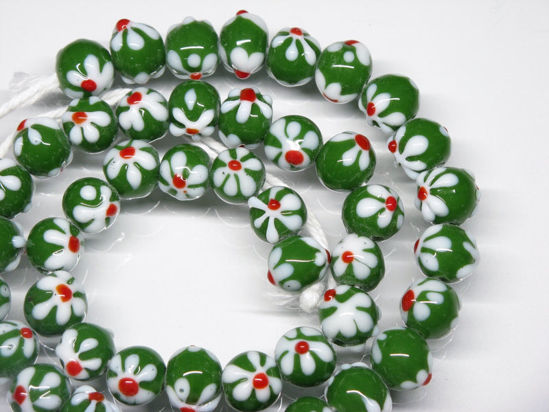 TOKO-BEADS AG058N-07 Glass bead(Strand) 10mm AG058N-07 フラワービーズ(連) 10mm Asian bead & African bead  Handmade,Lampeork,bead,asia,india,ethnic,parts,accessory,beads とんぼ玉,ビーズ,トンボ玉,アジア,インド,エスニック,手作り,パーツ,アクセサリー