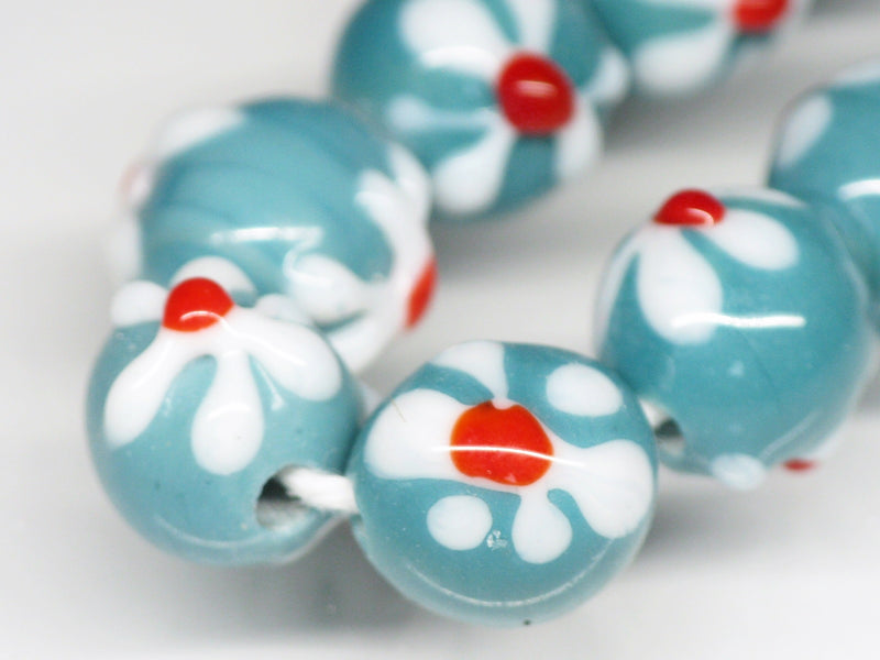 TOKO-BEADS AG058N-08 Glass bead(Strand) 10mm AG058N-08 フラワービーズ(連) 10mm Asian bead & African bead  Handmade,Lampeork,bead,asia,india,ethnic,parts,accessory,beads とんぼ玉,ビーズ,トンボ玉,アジア,インド,エスニック,手作り,パーツ,アクセサリー