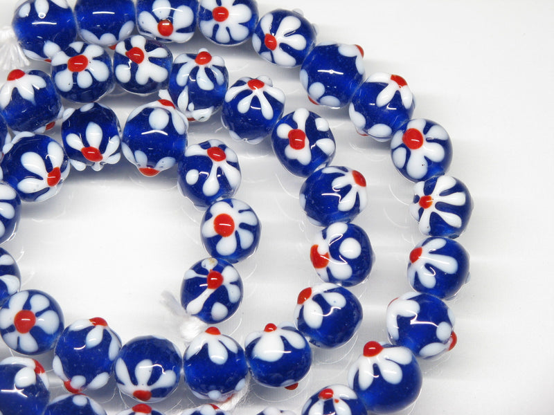 TOKO-BEADS AG058N-09 Glass bead(Strand) 10mm AG058N-09 フラワービーズ(連) 10mm Asian bead & African bead  Handmade,Lampeork,bead,asia,india,ethnic,parts,accessory,beads とんぼ玉,ビーズ,トンボ玉,アジア,インド,エスニック,手作り,パーツ,アクセサリー