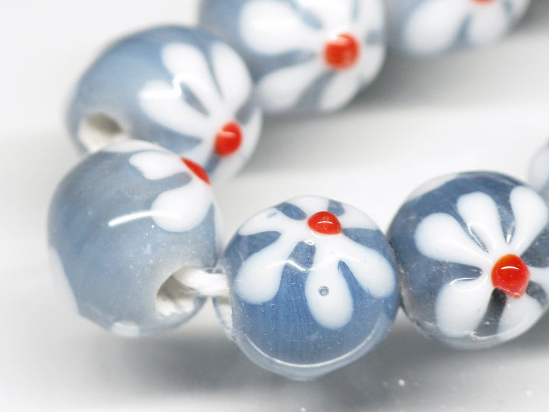 TOKO-BEADS AG058N-10 Glass bead(Strand) 10mm AG058N-10 フラワービーズ(連) 10mm Asian bead & African bead  Handmade,Lampeork,bead,asia,india,ethnic,parts,accessory,beads とんぼ玉,ビーズ,トンボ玉,アジア,インド,エスニック,手作り,パーツ,アクセサリー