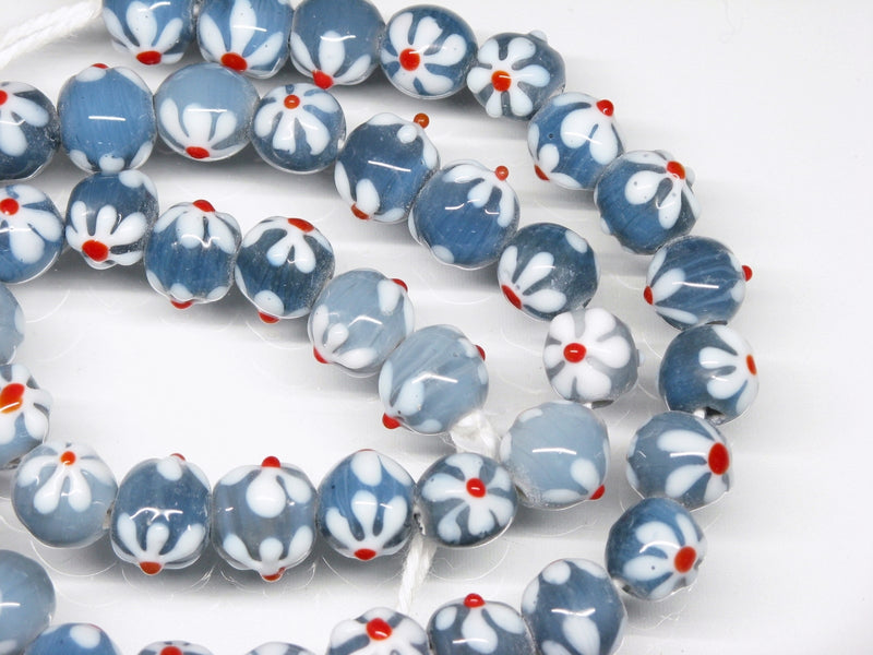 TOKO-BEADS AG058N-10 Glass bead(Strand) 10mm AG058N-10 フラワービーズ(連) 10mm Asian bead & African bead  Handmade,Lampeork,bead,asia,india,ethnic,parts,accessory,beads とんぼ玉,ビーズ,トンボ玉,アジア,インド,エスニック,手作り,パーツ,アクセサリー