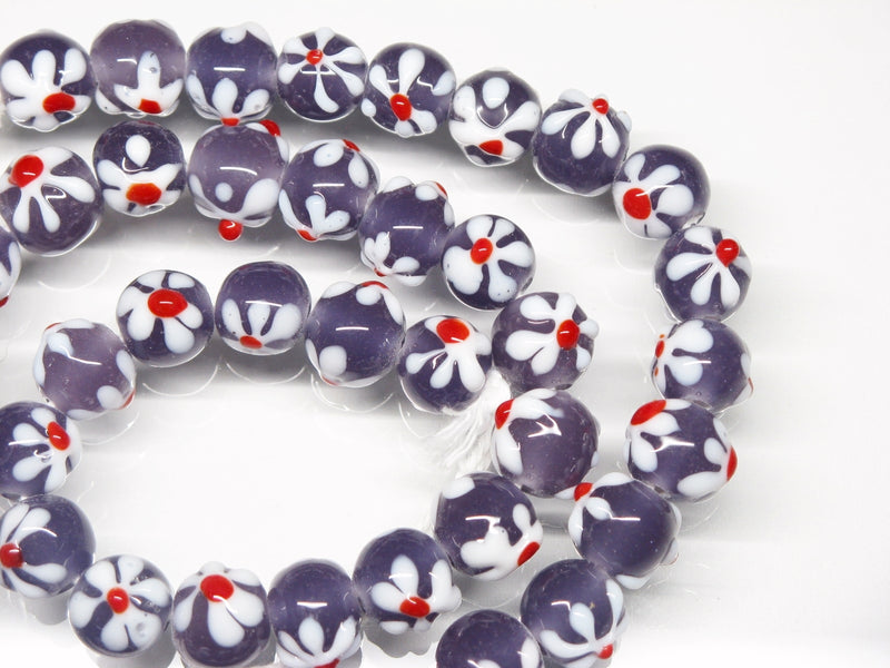 TOKO-BEADS AG058N-11 Glass bead(Strand) 10mm AG058N-11 フラワービーズ(連) 10mm Asian bead & African bead  Handmade,Lampeork,bead,asia,india,ethnic,parts,accessory,beads とんぼ玉,ビーズ,トンボ玉,アジア,インド,エスニック,手作り,パーツ,アクセサリー