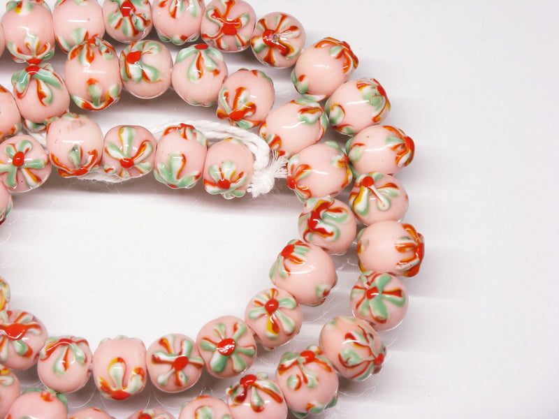 TOKO-BEADS AG058N-14 Glass bead(Strand) 10mm AG058N-14 フラワービーズ(連) 10mm Asian bead & African bead  Handmade,Lampeork,bead,asia,india,ethnic,parts,accessory,beads とんぼ玉,ビーズ,トンボ玉,アジア,インド,エスニック,手作り,パーツ,アクセサリー