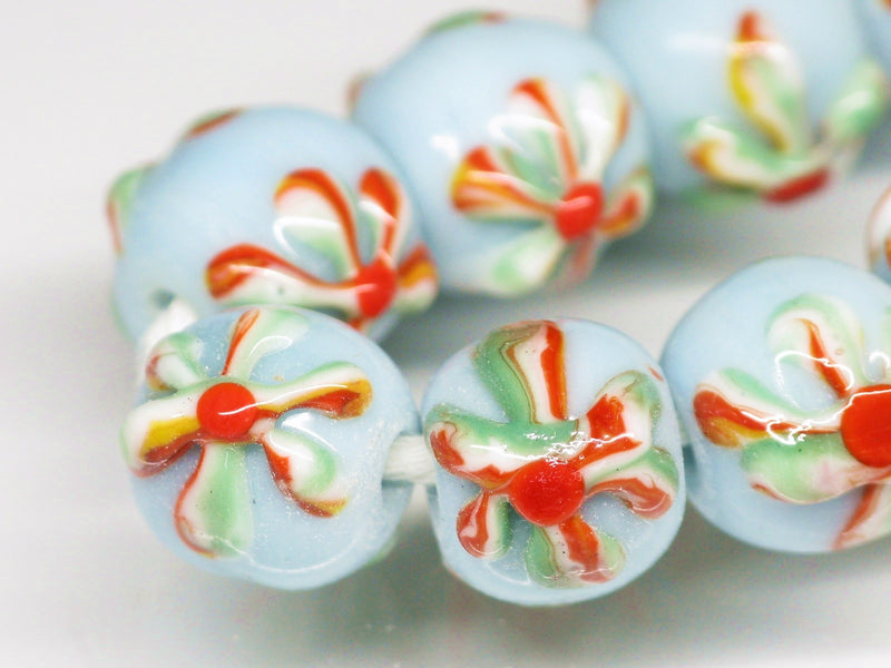 TOKO-BEADS AG058N-15 Glass bead(Strand) 10mm AG058N-15 フラワービーズ(連) 10mm Asian bead & African bead  Handmade,Lampeork,bead,asia,india,ethnic,parts,accessory,beads とんぼ玉,ビーズ,トンボ玉,アジア,インド,エスニック,手作り,パーツ,アクセサリー