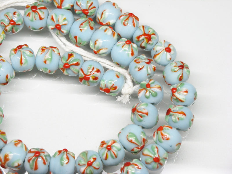 TOKO-BEADS AG058N-15 Glass bead(Strand) 10mm AG058N-15 フラワービーズ(連) 10mm Asian bead & African bead  Handmade,Lampeork,bead,asia,india,ethnic,parts,accessory,beads とんぼ玉,ビーズ,トンボ玉,アジア,インド,エスニック,手作り,パーツ,アクセサリー
