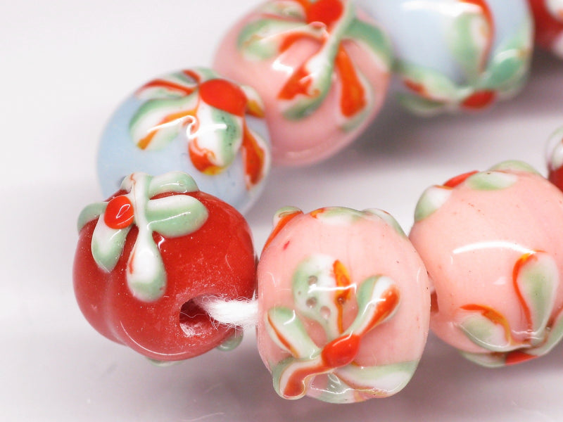 TOKO-BEADS AG058N-16 Glass bead(Strand) 10mm AG058N-16 フラワービーズ(連) 10mm Asian bead & African bead  Handmade,Lampeork,bead,asia,india,ethnic,parts,accessory,beads とんぼ玉,ビーズ,トンボ玉,アジア,インド,エスニック,手作り,パーツ,アクセサリー