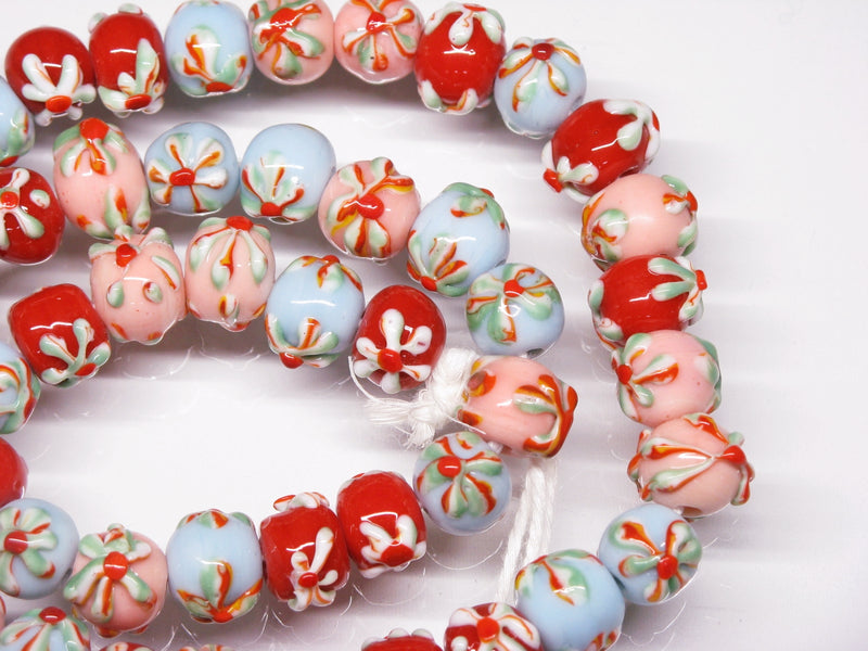 | TOKO-BEADS |AG058N-16 フラワービーズ(連) 10mmとんぼ玉,ビーズ,トンボ玉,アジア,インド,エスニック,手作り,パーツ,アクセサリー