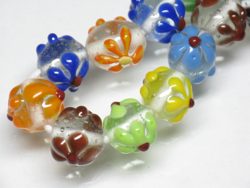 | TOKO-BEADS |AG058N-19 フラワービーズ(連) 10.5~11.5mmとんぼ玉,ビーズ,トンボ玉,アジア,インド,エスニック,手作り,パーツ,アクセサリー