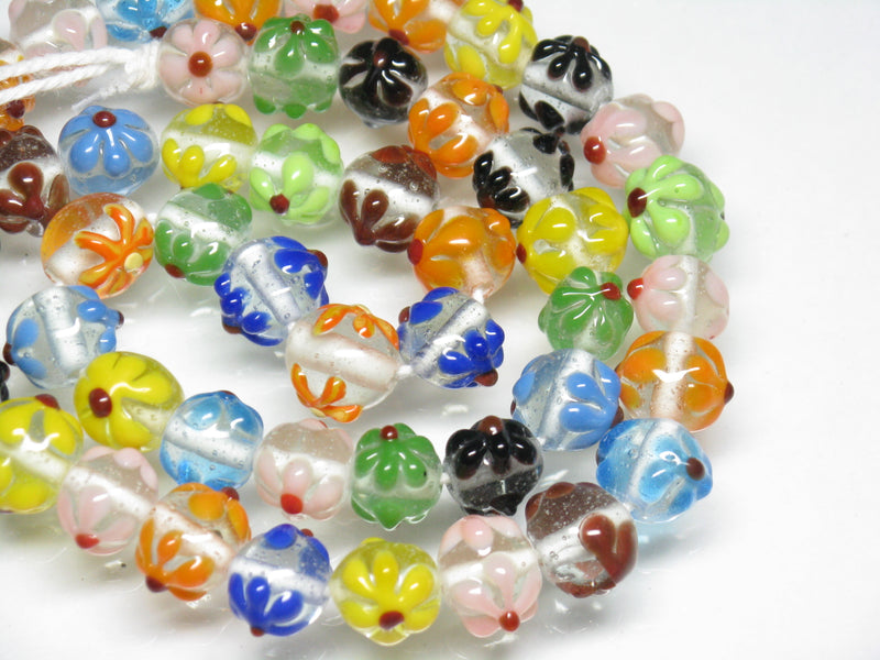 | TOKO-BEADS |AG058N-19 フラワービーズ(連) 10.5~11.5mmとんぼ玉,ビーズ,トンボ玉,アジア,インド,エスニック,手作り,パーツ,アクセサリー