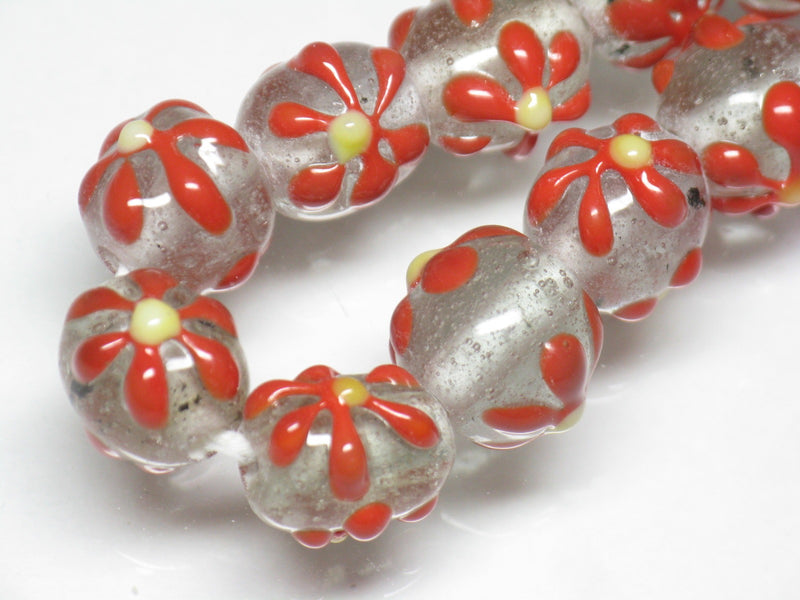 | TOKO-BEADS |AG058N-20 フラワービーズ(連) 11~12.5mmとんぼ玉,ビーズ,トンボ玉,アジア,インド,エスニック,手作り,パーツ,アクセサリー