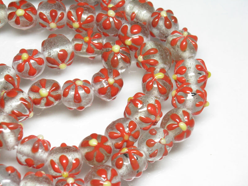 | TOKO-BEADS |AG058N-20 フラワービーズ(連) 11~12.5mmとんぼ玉,ビーズ,トンボ玉,アジア,インド,エスニック,手作り,パーツ,アクセサリー