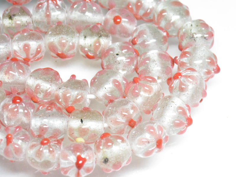 | TOKO-BEADS |AG058N-22 フラワービーズ(連) 11~12.5mmとんぼ玉,ビーズ,トンボ玉,アジア,インド,エスニック,手作り,パーツ,アクセサリー