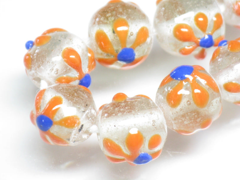 | TOKO-BEADS |AG058N-23 フラワービーズ(連) 11~12.5mmとんぼ玉,ビーズ,トンボ玉,アジア,インド,エスニック,手作り,パーツ,アクセサリー