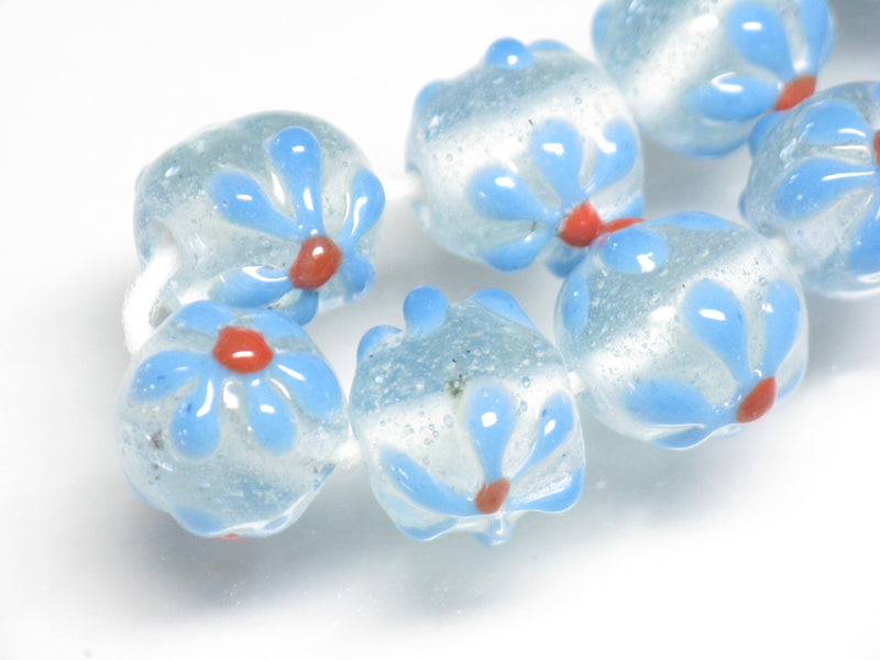 | TOKO-BEADS |AG058N-24 フラワービーズ(連) 10~10.5mmとんぼ玉,ビーズ,トンボ玉,アジア,インド,エスニック,手作り,パーツ,アクセサリー