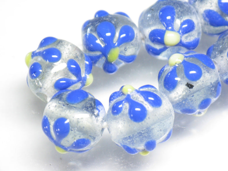 | TOKO-BEADS |AG058N-25 フラワービーズ(連) 10~11mmとんぼ玉,ビーズ,トンボ玉,アジア,インド,エスニック,手作り,パーツ,アクセサリー