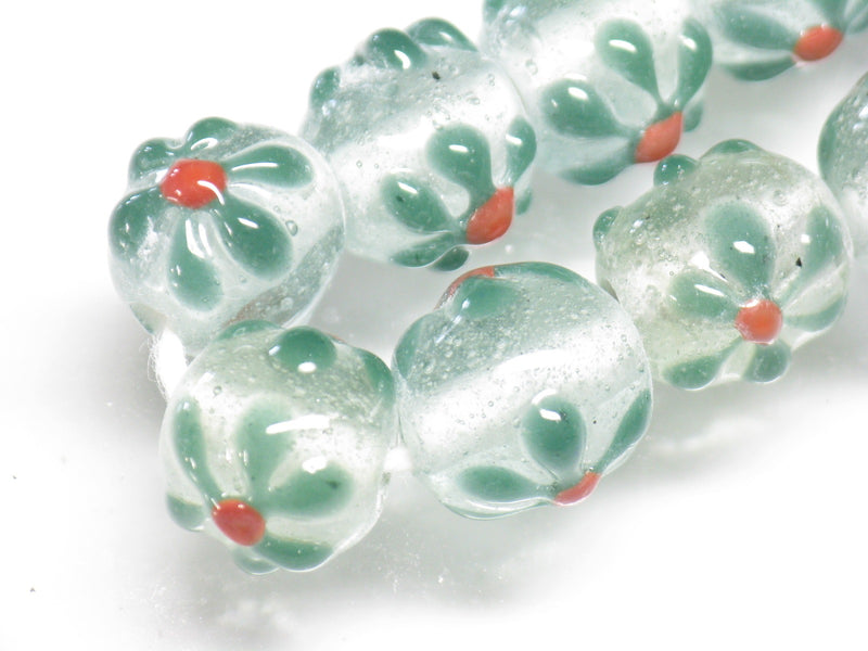 | TOKO-BEADS |AG058N-28 フラワービーズ(連) 10~11mmとんぼ玉,ビーズ,トンボ玉,アジア,インド,エスニック,手作り,パーツ,アクセサリー