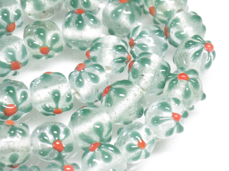 | TOKO-BEADS |AG058N-28 フラワービーズ(連) 10~11mmとんぼ玉,ビーズ,トンボ玉,アジア,インド,エスニック,手作り,パーツ,アクセサリー