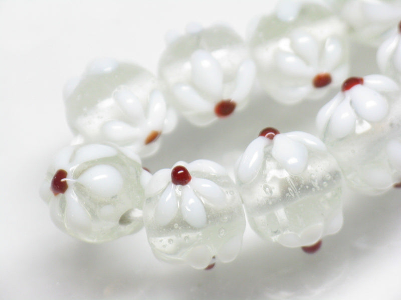 | TOKO-BEADS |AG058N-30 フラワービーズ(連) 10~11mmとんぼ玉,ビーズ,トンボ玉,アジア,インド,エスニック,手作り,パーツ,アクセサリー