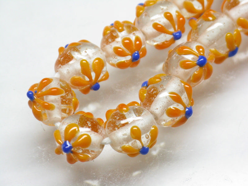 | TOKO-BEADS |AG058N-33 フラワービーズ(連) 10~11mmとんぼ玉,ビーズ,トンボ玉,アジア,インド,エスニック,手作り,パーツ,アクセサリー