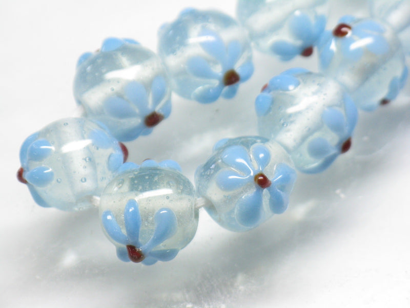 | TOKO-BEADS |AG058N-35 フラワービーズ(連) 10~11mmとんぼ玉,ビーズ,トンボ玉,アジア,インド,エスニック,手作り,パーツ,アクセサリー