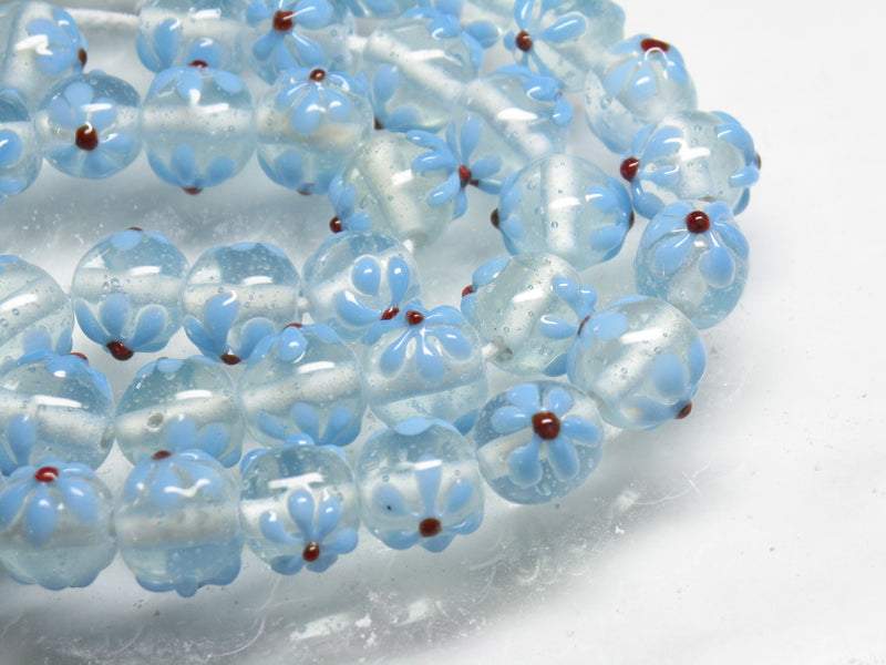 TOKO-BEADS AG058N-35 Glass bead(Strand) 10~11mm AG058N-35 フラワービーズ(連) 10~11mm Asian bead & African bead  Handmade,Lampeork,bead,asia,india,ethnic,parts,accessory,beads とんぼ玉,ビーズ,トンボ玉,アジア,インド,エスニック,手作り,パーツ,アクセサリー