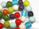 TOKO-BEADS AG063-98N Glass bead (strand) 14~16mm AG063-98N 単色丸玉大カラーミックス（連） 14~16mm Asian bead & African bead  Handmade,Lampeork,bead,asia,india,ethnic,parts,accessory,beads とんぼ玉,ビーズ,トンボ玉,アジア,インド,エスニック,手作り,パーツ,アクセサリー