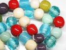 TOKO-BEADS AG063-99N Glass bead (strand) 16~17mm AG063-99N 単色丸玉大カラーミックス（連） 16~17mm Asian bead & African bead  Handmade,Lampeork,bead,asia,india,ethnic,parts,accessory,beads とんぼ玉,ビーズ,トンボ玉,アジア,インド,エスニック,手作り,パーツ,アクセサリー