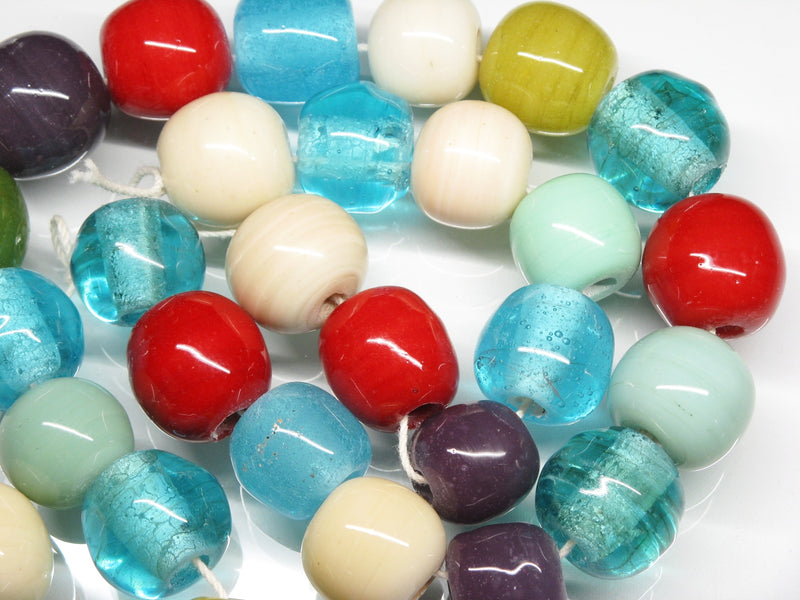 | TOKO-BEADS |AG063N-99 単色丸玉大カラーミックス（連） 16~17mmとんぼ玉,ビーズ,トンボ玉,アジア,インド,エスニック,手作り,パーツ,アクセサリー