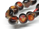 TOKO-BEADS AG068-03N Glass bead (strand) 9mm AG068-03N 丸型絵柄フラットビーズ（連） 9mm Asian bead & African bead  Handmade,Lampeork,bead,asia,india,ethnic,parts,accessory,beads とんぼ玉,ビーズ,トンボ玉,アジア,インド,エスニック,手作り,パーツ,アクセサリー