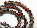 TOKO-BEADS AG068-03N Glass bead (strand) 9mm AG068-03N 丸型絵柄フラットビーズ（連） 9mm Asian bead & African bead  Handmade,Lampeork,bead,asia,india,ethnic,parts,accessory,beads とんぼ玉,ビーズ,トンボ玉,アジア,インド,エスニック,手作り,パーツ,アクセサリー