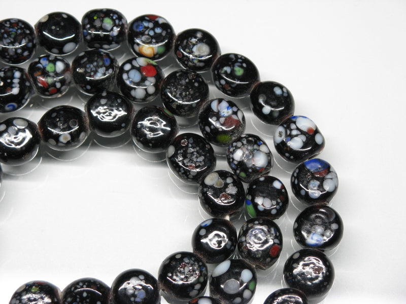 | TOKO-BEADS |AG068N-04 丸型絵柄フラットビーズ（連） 7.5mmとんぼ玉,ビーズ,トンボ玉,アジア,インド,エスニック,手作り,パーツ,アクセサリー