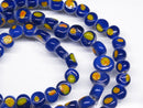 TOKO-BEADS AG068-07N Glass bead (strand) 9.5mm AG068-07N 丸型絵柄フラットビーズ（連） 9.5mm Asian bead & African bead  Handmade,Lampeork,bead,asia,india,ethnic,parts,accessory,beads とんぼ玉,ビーズ,トンボ玉,アジア,インド,エスニック,手作り,パーツ,アクセサリー