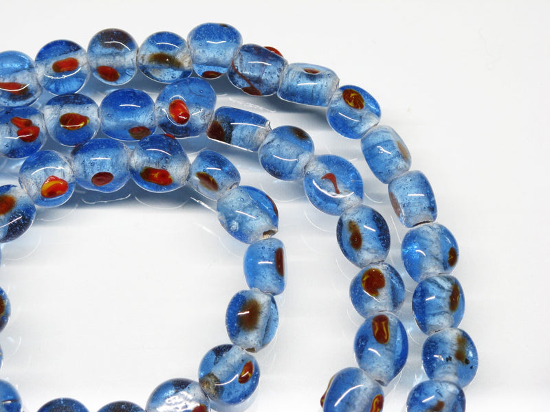 TOKO-BEADS AG068-08N Glass bead (strand) 9mm AG068-08N 丸型絵柄フラットビーズ（連） 9mm Asian bead & African bead  Handmade,Lampeork,bead,asia,india,ethnic,parts,accessory,beads とんぼ玉,ビーズ,トンボ玉,アジア,インド,エスニック,手作り,パーツ,アクセサリー