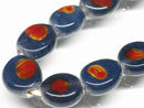 TOKO-BEADS AG068-09N Glass bead (strand) 8mm AG068-09N 丸型絵柄フラットビーズ（連） 8mm Asian bead & African bead  Handmade,Lampeork,bead,asia,india,ethnic,parts,accessory,beads とんぼ玉,ビーズ,トンボ玉,アジア,インド,エスニック,手作り,パーツ,アクセサリー