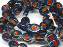 TOKO-BEADS AG068-09N Glass bead (strand) 8mm AG068-09N 丸型絵柄フラットビーズ（連） 8mm Asian bead & African bead  Handmade,Lampeork,bead,asia,india,ethnic,parts,accessory,beads とんぼ玉,ビーズ,トンボ玉,アジア,インド,エスニック,手作り,パーツ,アクセサリー