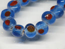 TOKO-BEADS AG068-10N Glass bead (strand) 9mm AG068-10N 丸型絵柄フラットビーズ（連） 9mm Asian bead & African bead  Handmade,Lampeork,bead,asia,india,ethnic,parts,accessory,beads とんぼ玉,ビーズ,トンボ玉,アジア,インド,エスニック,手作り,パーツ,アクセサリー