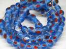TOKO-BEADS AG068-10N Glass bead (strand) 9mm AG068-10N 丸型絵柄フラットビーズ（連） 9mm Asian bead & African bead  Handmade,Lampeork,bead,asia,india,ethnic,parts,accessory,beads とんぼ玉,ビーズ,トンボ玉,アジア,インド,エスニック,手作り,パーツ,アクセサリー
