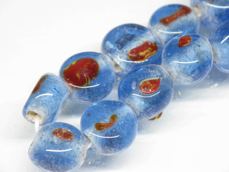 TOKO-BEADS AG068-11N Glass bead (strand) 10mm AG068-11N 丸型絵柄フラットビーズ（連） 10mm Asian bead & African bead  Handmade,Lampeork,bead,asia,india,ethnic,parts,accessory,beads とんぼ玉,ビーズ,トンボ玉,アジア,インド,エスニック,手作り,パーツ,アクセサリー