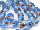 TOKO-BEADS AG068-11N Glass bead (strand) 10mm AG068-11N 丸型絵柄フラットビーズ（連） 10mm Asian bead & African bead  Handmade,Lampeork,bead,asia,india,ethnic,parts,accessory,beads とんぼ玉,ビーズ,トンボ玉,アジア,インド,エスニック,手作り,パーツ,アクセサリー