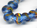 TOKO-BEADS AG068-12N Glass bead (strand) 11~13mm AG068-12N 丸型絵柄フラットビーズ（連） 11~13mm Asian bead & African bead  Handmade,Lampeork,bead,asia,india,ethnic,parts,accessory,beads とんぼ玉,ビーズ,トンボ玉,アジア,インド,エスニック,手作り,パーツ,アクセサリー