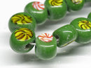 TOKO-BEADS AG068-13N Glass bead (strand) 9mm AG068-13N 丸型絵柄フラットビーズ（連） 9mm Asian bead & African bead  Handmade,Lampeork,bead,asia,india,ethnic,parts,accessory,beads とんぼ玉,ビーズ,トンボ玉,アジア,インド,エスニック,手作り,パーツ,アクセサリー
