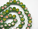 TOKO-BEADS AG068-13N Glass bead (strand) 9mm AG068-13N 丸型絵柄フラットビーズ（連） 9mm Asian bead & African bead  Handmade,Lampeork,bead,asia,india,ethnic,parts,accessory,beads とんぼ玉,ビーズ,トンボ玉,アジア,インド,エスニック,手作り,パーツ,アクセサリー