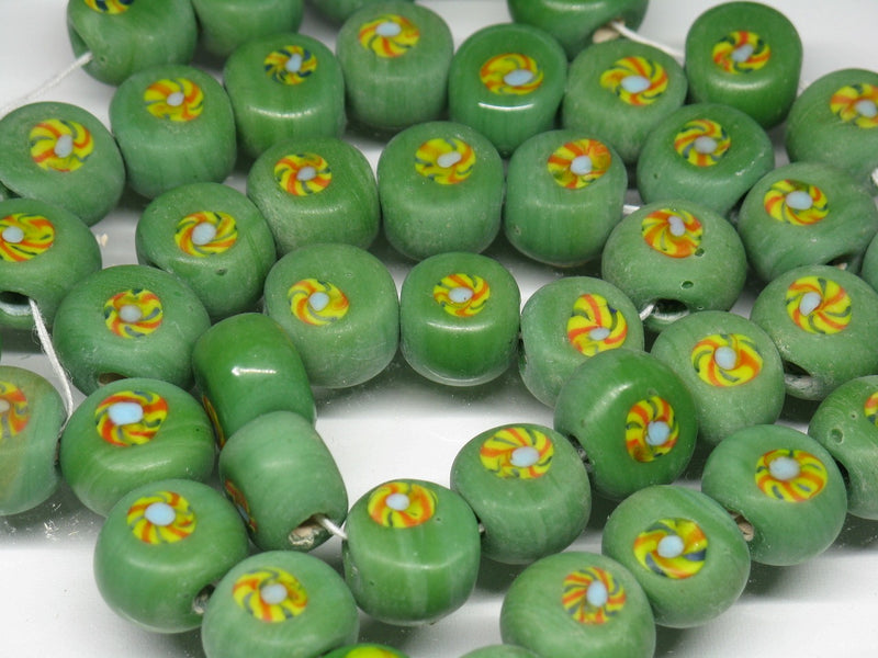 TOKO-BEADS AG068-14N Glass bead (strand) 12~13mm AG068-14N 丸型絵柄フラットビーズ（連） 12~13mm Asian bead & African bead  Handmade,Lampeork,bead,asia,india,ethnic,parts,accessory,beads とんぼ玉,ビーズ,トンボ玉,アジア,インド,エスニック,手作り,パーツ,アクセサリー