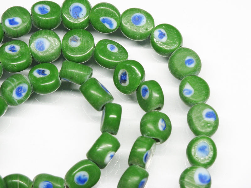 TOKO-BEADS AG068-16N Glass bead (strand) 10~11mm AG068-16N 丸型絵柄フラットビーズ（連） 10~11mm Asian bead & African bead  Handmade,Lampeork,bead,asia,india,ethnic,parts,accessory,beads とんぼ玉,ビーズ,トンボ玉,アジア,インド,エスニック,手作り,パーツ,アクセサリー