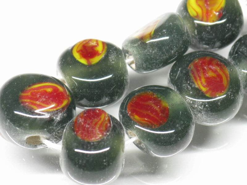 TOKO-BEADS AG068-17N Glass bead (strand) 9~9.5mm AG068-17N 丸型絵柄フラットビーズ（連） 9~9.5mm Asian bead & African bead  Handmade,Lampeork,bead,asia,india,ethnic,parts,accessory,beads とんぼ玉,ビーズ,トンボ玉,アジア,インド,エスニック,手作り,パーツ,アクセサリー
