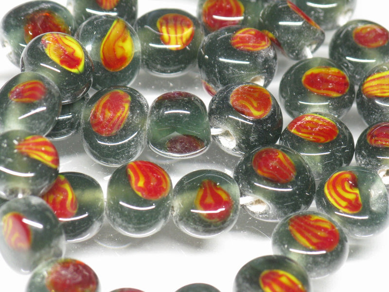 TOKO-BEADS AG068-17N Glass bead (strand) 9~9.5mm AG068-17N 丸型絵柄フラットビーズ（連） 9~9.5mm Asian bead & African bead  Handmade,Lampeork,bead,asia,india,ethnic,parts,accessory,beads とんぼ玉,ビーズ,トンボ玉,アジア,インド,エスニック,手作り,パーツ,アクセサリー
