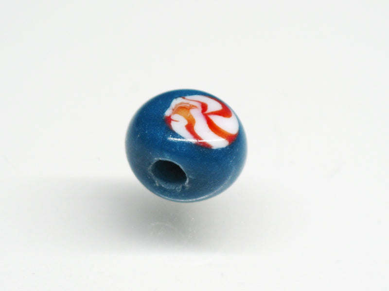 | TOKO-BEADS |AG068S-05 丸型絵柄フラットビーズ 9mmとんぼ玉,ビーズ,トンボ玉,アジア,インド,エスニック,手作り,パーツ,アクセサリー